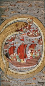 En monstrøs slange som fortærer den kongelige flåten, ca. 1670-1690 av Indian School
