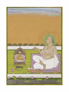 En vismann fra Pushtimarg-sekten og Shri Nathji, ca. 1850 av Indian School