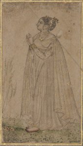 En prinsesse tilber solen, ca. 1600 (ugjennomsiktig wc og gull på papir) av Indian School