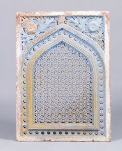 En rød sandsteins jali-bue i en ramme, med et stjernemotiv, 1700-tallet av Indian School