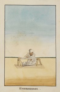 Legg til Or 2716, broderer sittende ved rammen hans av Indian School