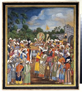Akbar Shah II mottar den britiske innbyggeren, ca. 1810 av Indian School