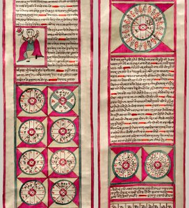 Astrologisk kart (penn og blekk og wc på papir) av Indian School