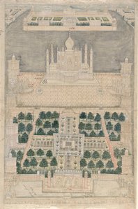 Fugleperspektiv av Taj Mahal i Agra, 1790-1810 av Indian School