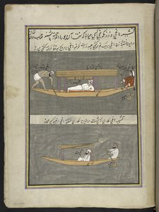 Båtmenn,  86 tegninger bundet inn i et bind som viser handel og yrker i Kashmir, håndverkere vises i arbeid med redskaper og utstyr,  Av en Kashmir-kunstner, sannsynligvis i Srinagar, ca. 1850-60 (gouache på papir) av Indian School