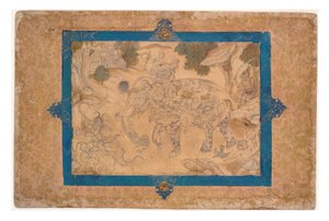 Composite Elephant and Other Creatures, ca. 1600 (ugjennomsiktig wc og gull på papir) av Indian School