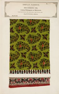 Bomullspalempore eller sengeteppeprøve fra Futtygurgh i Bengal, fra The Collection of the Textile Manufacturers of India, av John Forbes Watson, utgitt i 1866 av Indian School