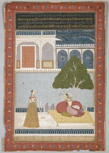 Desvarati Ragini, datert 1768 (tempera på lagt papir) av Indian School