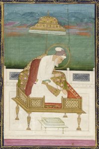 keiser Aurangzeb; bakside: kalligrafisk panel, løsrevet albumfolio med maleri, 1619 av Indian School