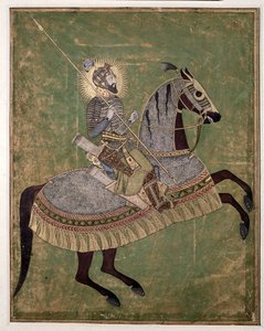 Ridesportrett av Aurangzeb, ca. 1680 (akvarell, gouache og gull)