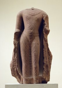 Figur av en stående Buddha, Jamalpur, Mathura (rød sandstein)