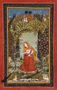 Gauri Ragini fra Malkos, ca. 1770 (ugjennomsiktig toalett på papir) av Indian School