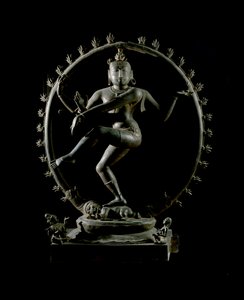 Hinduisme: representasjon av guden Shiva Nataraja, dansens gud (Shiva Nataraja, dansens herre) Bronseskulptur 1100-tallet (1100-tallet) Kolkata, indisk museum av Indian School