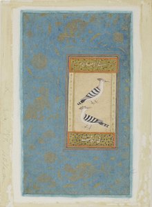Hoopoes, ca. 1590 (ugjennomsiktig wc og gull på papir) av Indian School