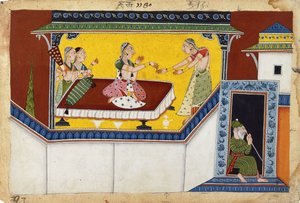 Kaikei, kong Dasharathas andre dronning, belønner pukkelryggen Madiservant Manthara, C10-200 av Indian School