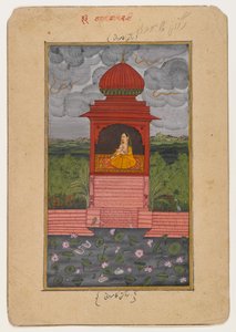Kamodani Ragini, side fra en spredt Ragamala-serie, ca. 1800 (wc på papir) av Indian School