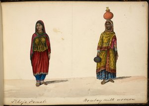 Khoja kvinne; Bombay melkeselger av Indian School