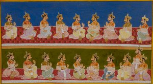 Kong Janaka deler slektsforskningen til sitt dynasti under forlovelsesseremonien av Indian School