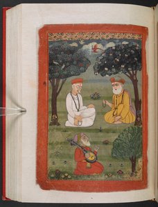 MS Panj B 40, f.131v, Bhagat Kabir ji og Guru Nanak Dev ji møte, illustrasjon fra 