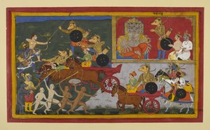 Makarākṣa kjemper mot Rāma og Lakṣmaṇa, men faller for pilene deres av Indian School