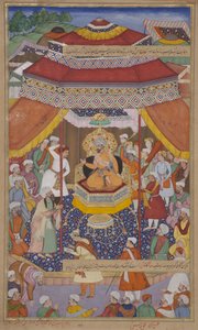 Mangu Khan dømmer opprørerne, 1595 (ugjennomsiktig wc og gull på papir) av Indian School