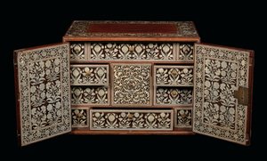 Mughal-skap, Gujarat eller Sindh, Vest-India (elfenbeninnlagt tre) av Indian School