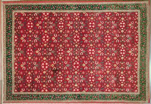 Mughal-teppe med blomst- og gitterdesign, nordindisk (pashmina-ull) av Indian School