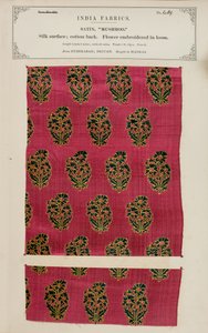 Mushroom sateng prøve fra Hyderabad i Deccan, fra The Collection of the Textile Manufacturers of India, av John Forbes Watson, utgitt i 1866 av Indian School