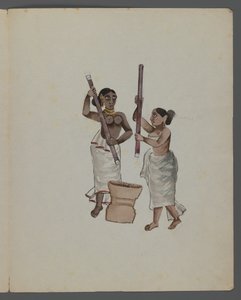 Ett av et sett på ni bilder som viser indianere i forskjellige yrker (wc på papir) av Indian School