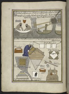 Papirprodusenter,  86 tegninger bundet inn i et bind som viser håndverk og yrker i Kashmir, håndverkere vises i arbeid med redskaper og utstyr,  Av en Kashmir-kunstner, sannsynligvis i Srinagar, ca. 1850-60 (gouache på papir) av Indian School