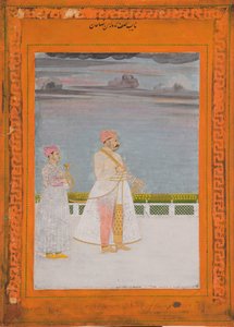 Portrett av Mirza Husain Raza Khan, ca. 1780 (ugjennomsiktig wc og gull på papir) av Indian School