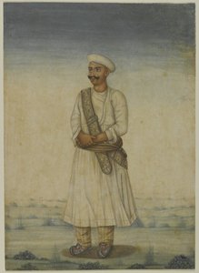 Portrett av en mann (akvarell på papir) av Indian School