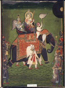 Rana Jawan Singh fra Mewar (akvarell på papir) av Indian School