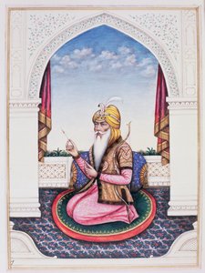 Ranjit Singh (1780-1839) Maharajah of the Punjab (blyant, gouache og wc på papir) av Indian School