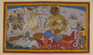 Ramas allierte angriper Kumbhakarṇa; Aṅgada blir såret av Indian School