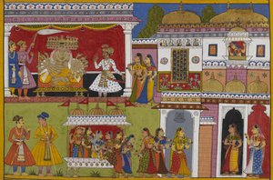 Rāvaṇa vender tilbake til Laṅkā, forbannet av kvinnene, og får vite at Madhu har tatt søsteren sin, Kumbhakarṇī. av Indian School