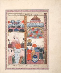 Scene i et badehus (ugjennomsiktig wc og gull på papir) av Indian School