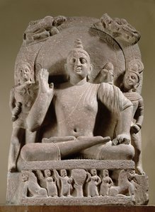 Sittende Bodhisattva, Mathura (rød sandstein) av Indian School