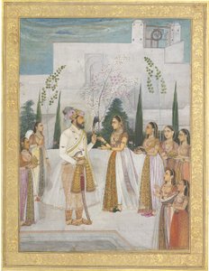 Shah Jahan presenterer juveler til en prinsesse av Indian School