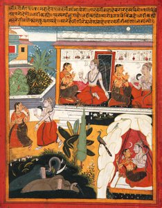 Shiva og Gauri, ca. 1640 (ugjennomsiktig wc og gull på papir) av Indian School
