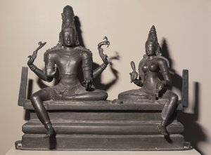 Shiva og Parvati, Chola-dynastiet, ca. 846 (bronse) av Indian School