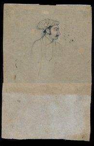 Sultan Khurram (Shah Jahan) (blekk på papir) av Indian School