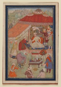 Teltcamping, 1580-1595 (ugjennomsiktig wc og gull på papir) av Indian School