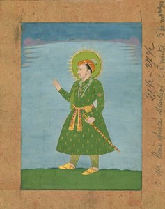 Den fjerde Mughal-keiseren Jahangir (r. 1605-1627), ca. tidlig 1600-talls miniatyrmaleri (blekk og pigmenter på brunt papir) av Indian School