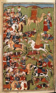Aichas hær i slaget ved Djamal i 656, illustrasjon fra #39;Hamla-i-Haydari#39;, av Mirza Muhammad Rafi#39; Bazil av Indian School