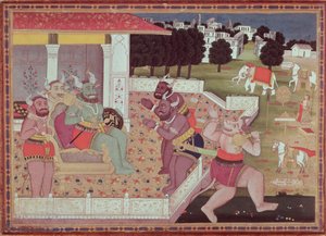 Asura Kumbha og hans domstol av demoner, ca. 1800 av Indian School
