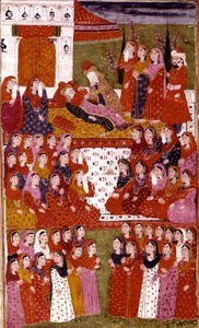 The Death of Abu Bakr, illustrasjon fra Hamla-i-Haydari, av Mirza Muhammad Rafi Bazil, 1808 av Indian School