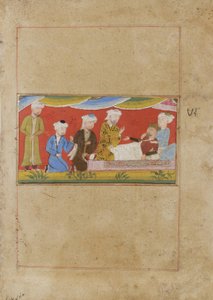 Den syke Alexander dikterer testamentet hans, ca. 1475 (ugjennomsiktig wc på papir) av Indian School