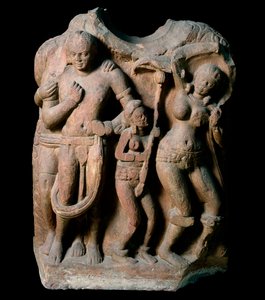 Den rike kurtisanen Vasantasena (skulptur, Kushan Empire) av Indian School