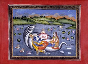 Vishnu og Lakshmi, illustrasjon fra 